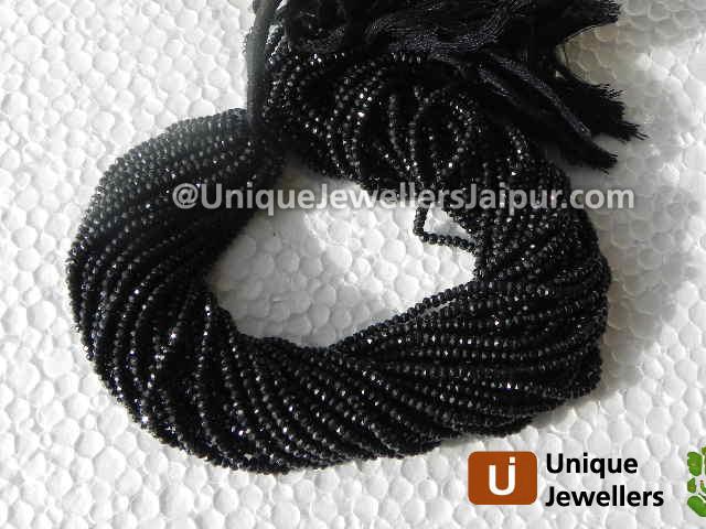 Black Spinel Faceted Roundelle Beads